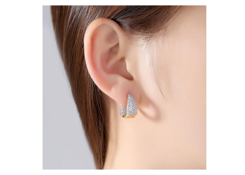 Wholesale 18K Gold Simple Copper Zircon Earrings
