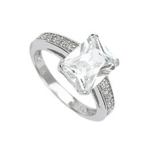 Explosion Model 925 Sterling Silver Pricess Cut CZ Rings
