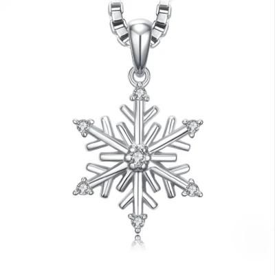 925 Sterling Silver Jewelry Snowflake Pendant Necklace as Gift for Girls