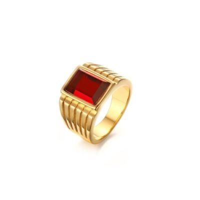 Men&prime; S Ring Korean Style Jewelry 14 mm Stainless Steel Diamond Ring