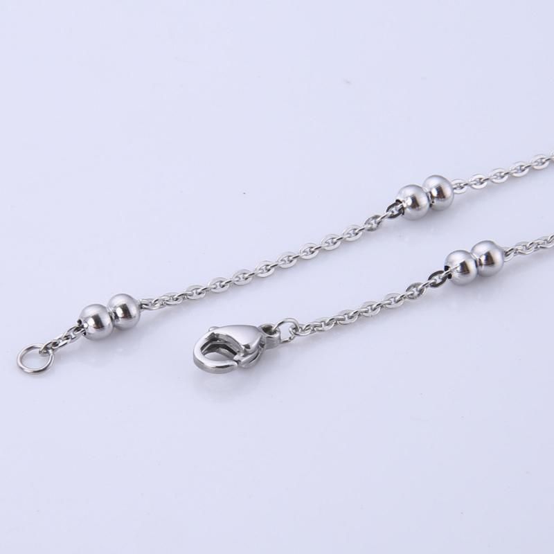 Stainless Steel Necklace Double Beads Cross Link Chains for Woman