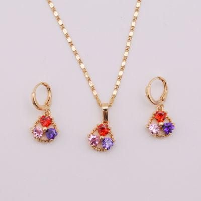Costume Wholesale Fashion Imitation Charm Silver Gold Stainless Steel Jewelry with Earring Sets Pendant Necklace