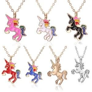 Wholesale Fashion Jewelry Necklace Cartoon Unicorn Alloy Pendant Necklace for Women