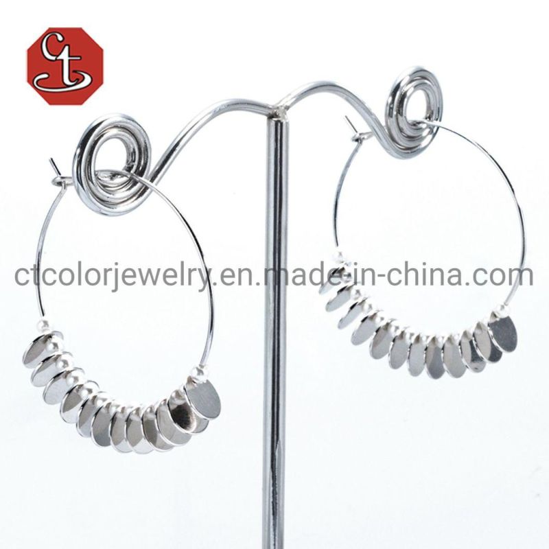 Fashion Jewelry Big Round 925 Sterling Silver Earrings Metal Earring with Micro Setting
