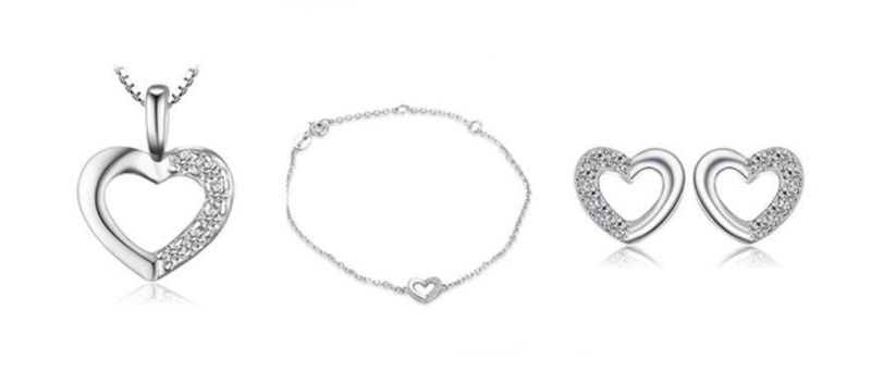 925 Sterling Silver Love Hearts Pave Cubic Zirconia Pendant Necklace Fashion Jewelry Wholesale