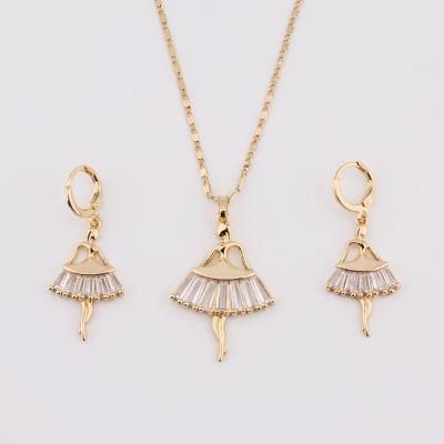 Fashion Accessories Women 18K Gold Plated Alloy Crystal Silver Jewelry Chain Sets Pendant Necklace