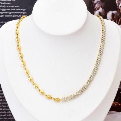 Factory Wholesale Fashion Jewelry Ins Fashion New Beautiful Semi Shiny Zircon Semi Pig Nose Chain Gold Plated Necklace Jewelry