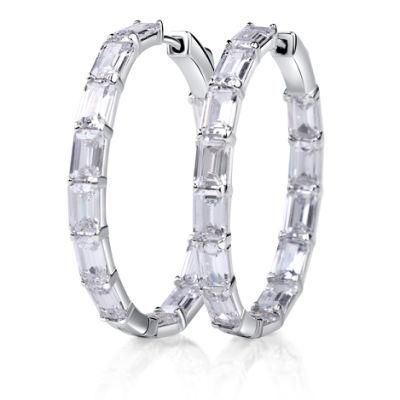 925 Sterling Silver Earrings Hoop Huggie with Cubic Zirconia Stone Customized Jewelry