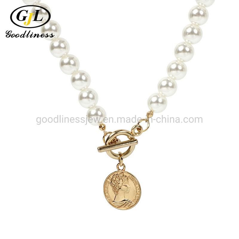 Women Pearl Fashion Portrait Coin Pearl Jewelry Pendant Necklace Bracelet