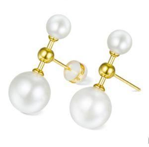 Double Pearl S925 Sterling Silver Studs for Ladies Minimalist Ins Cold Wind Gold Plated Elegant Earrings