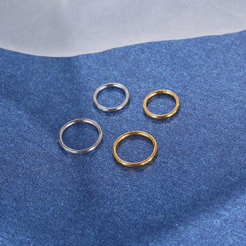 Diamond Nose Rings Hoop-G23 Titanium Hinged Segment Clicker 16g Body Piercing Jewelry