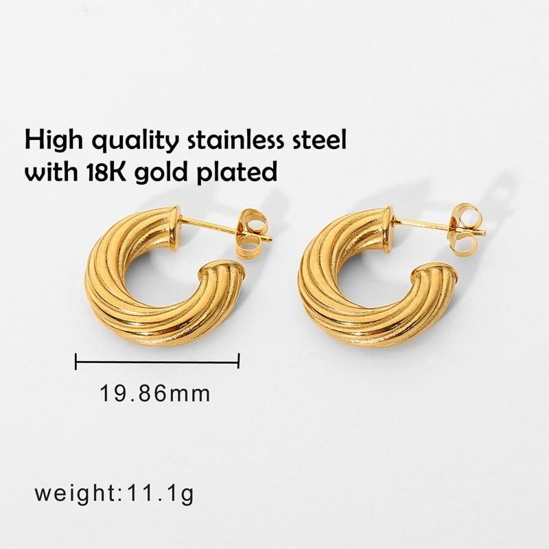 Stainless Steel Twisted Earrings with 18K Gold Plated Hoop Earrings for Women Girls