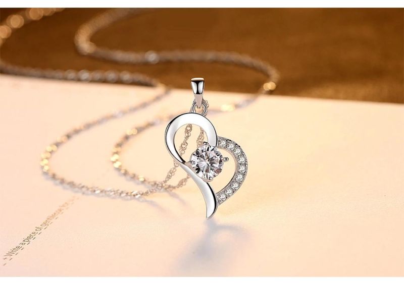 Wholesale Plated Copper Pave Zircon Necklace Heart Shaped Jewelry