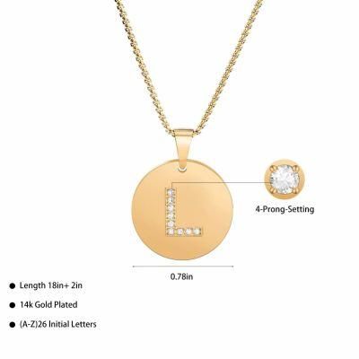 Fashion Jewellery Gold Plated Zircon Stone a-Z Capital Alphabet Letter Charm Pendant Necklace for Lady Jewelry