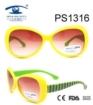 Newest Design Light Color Colorful Kid Plastic Sunglasses (PS1316)