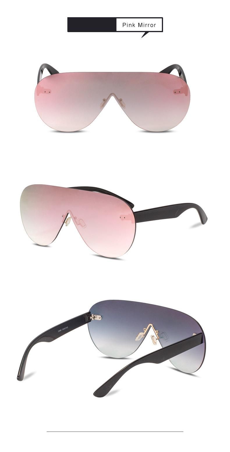 New Fashion Trend Young Ladies Oversized Sunglasses One Piece Lens UV400 Outdoor Travel Sun Glasses