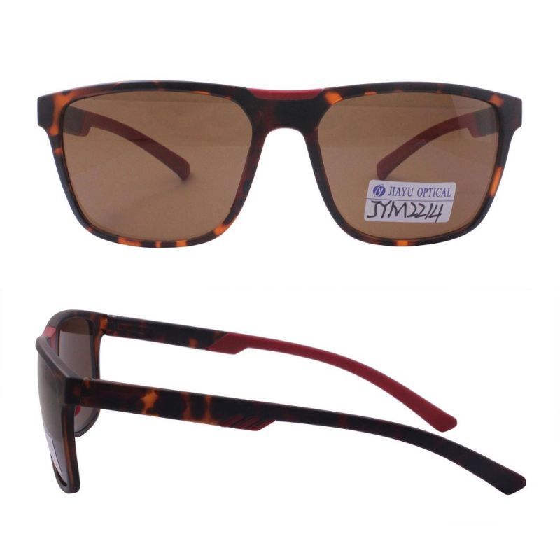 New Tortoise Polarized Fishing Fashion Men Square Sunglasses with Rubber
