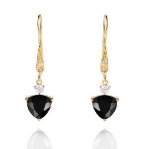 Fashion Jewellery Brand Gold Plated Hook Style Onyx Stone Earring