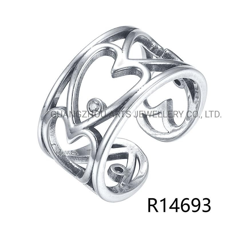 925 Sterling Silver Personality Letter Adior Hollow Finger Ring
