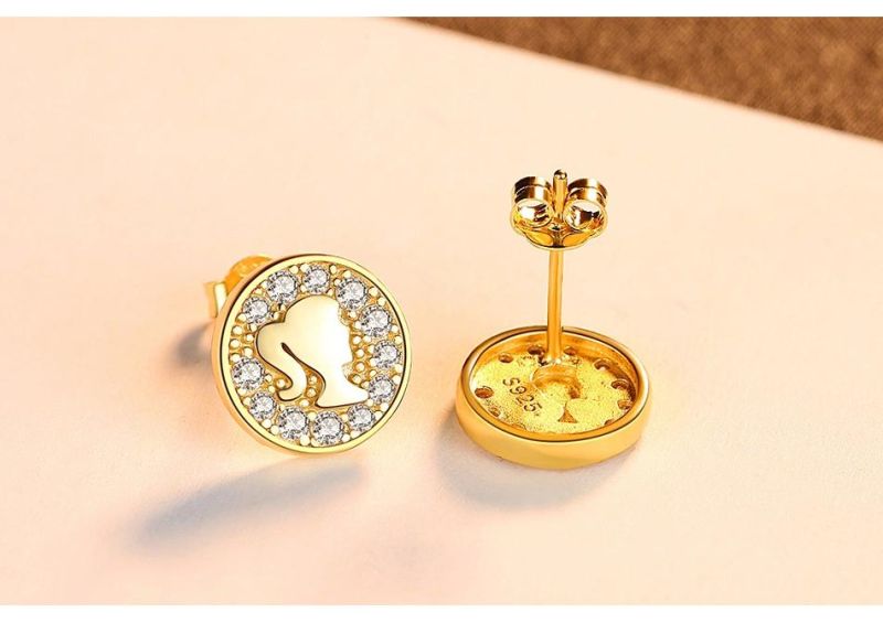 Fashion Jewelry Girl Projection Earring Stud with Cubic Zircon