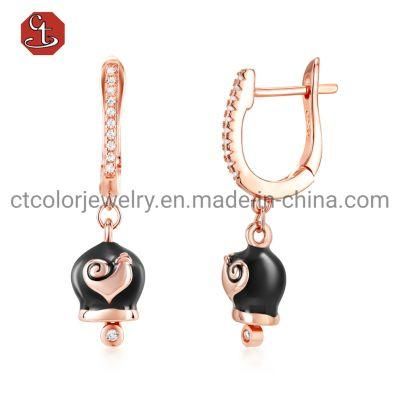 Fashion 925 Silver Simple Custom Enamel Charm Earrings Jewelry