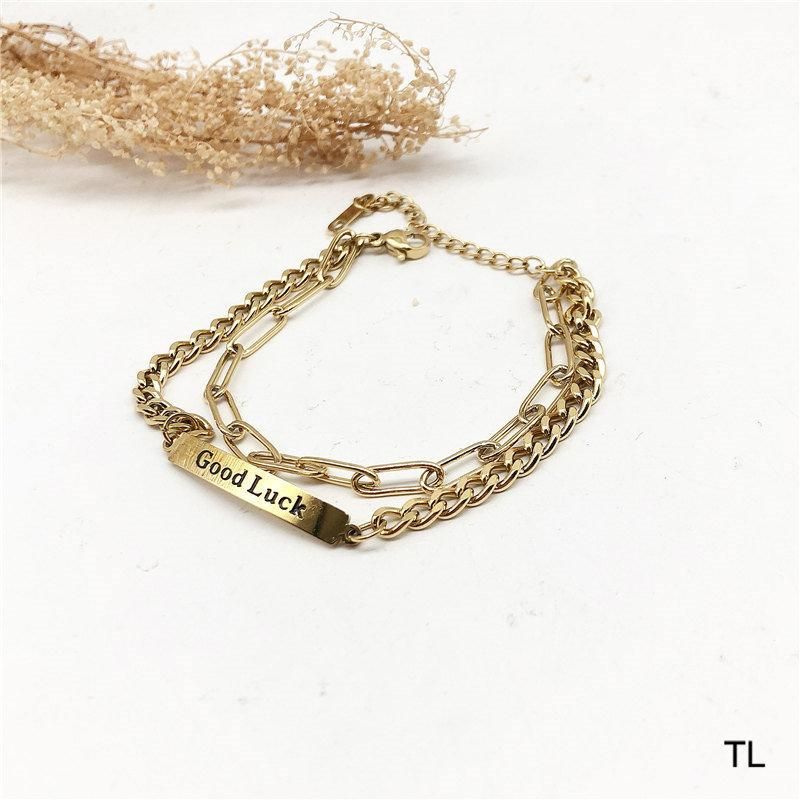 Manufacturer Custom Water Proof Jewelry High Quality New Arrivals Double Layer Chain Bracelet Good Lucky Bracelet for Women