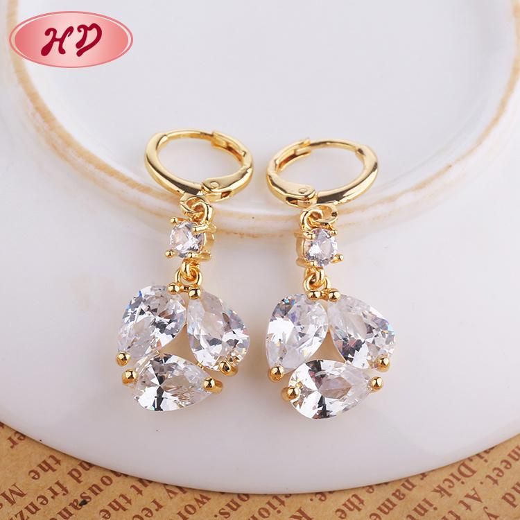 Wholesale 18K Gold Plated Drop Earrings with Handmade Zircon Jewelry