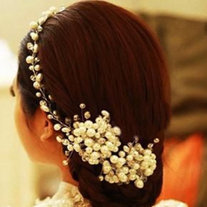 Wedding Hair Accessories- Rhinestone Pearl Bridal Headpiece-- Pearl Hair Accessory-Bridal Hair Piece-Lace Hairpiece