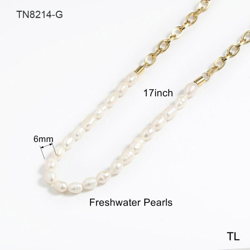Factory Customized Fashion Jewelry Gold Filled Jewelry Stainless Steel Freshwater Pearls Necklace Charm Necklace