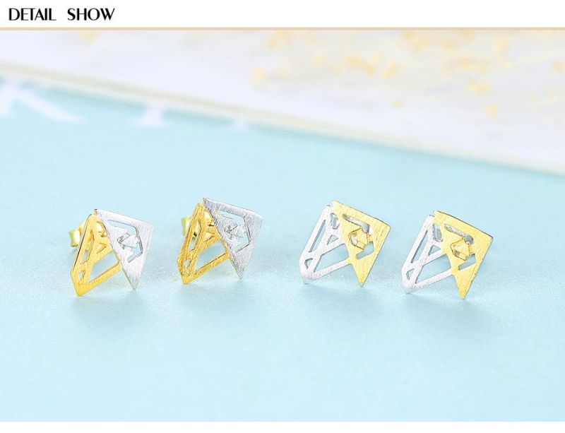 Irregular Shape Stitching Built-in Hypoallergenic Ear Studs