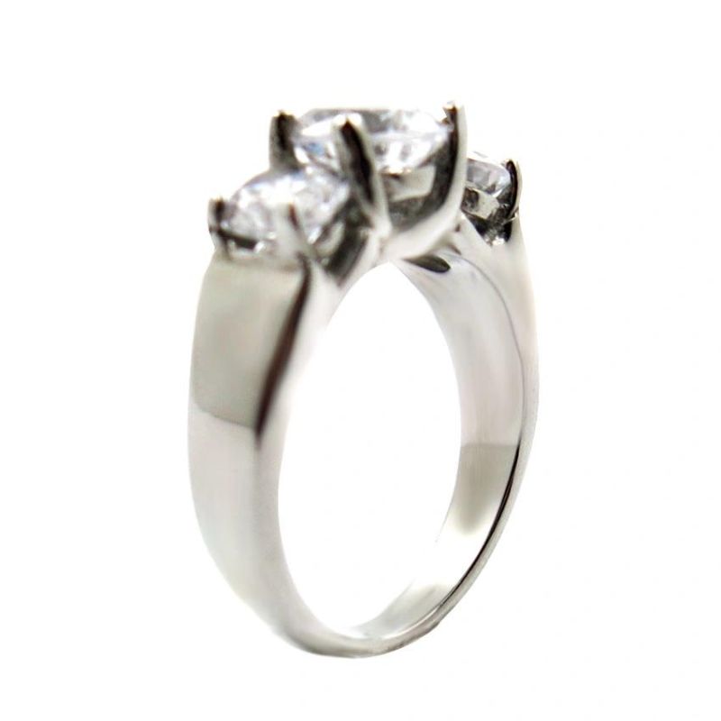 Stainless Steel Setting Diamond Engagement Wedding Ring
