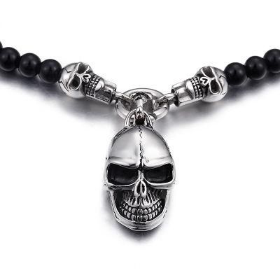 Stainless Steel Jewelry Skull Pendant Necklace with Bead Chain