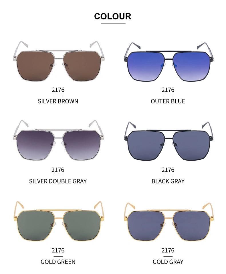 2022 Men Retro Trendy Fashion Sun Glasses China Factory Direct Sale UV 400 Custom Logo Metal Frame Square Sunglasses