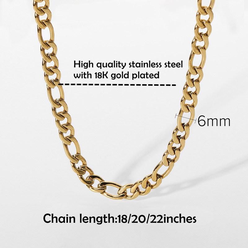 18K Gold Plated Nk 3: 1 Chain Necklace Stainless Steel Chain Jewelry for Women and Girls