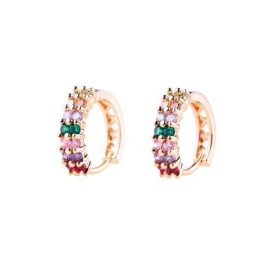 Women Fashion Jewelry Diamond Cubic Zircon Copper Women Zirconia Huggie Earrings