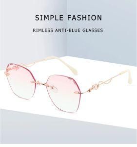 Luxury Trendy Clear Pink Anti UV 400 Oversized Rimless Sunglasses
