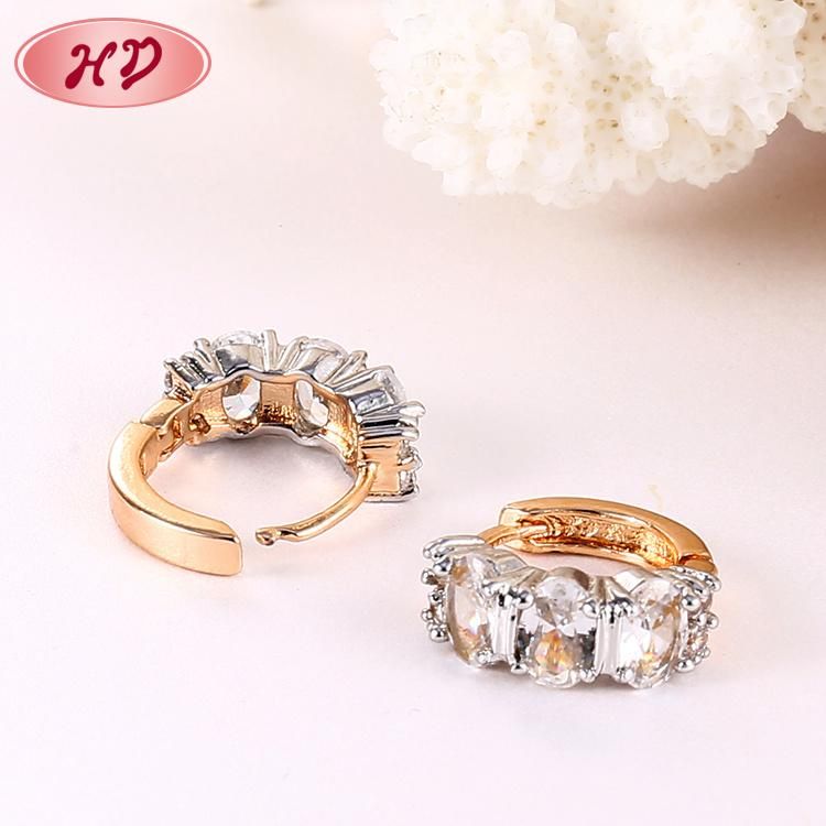 Costume Women Fashion 14K 18K Gold Plated Imitation Jewelry with CZ Pearl Huggie Hoop Earring