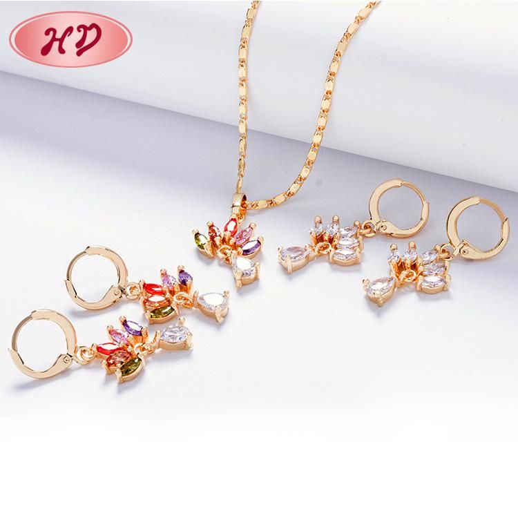 Imitation Jewellry Fashion Brass 18K Gold Plated Filled Jewelry Set