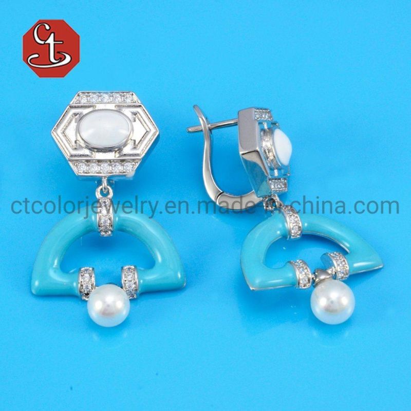 Fashion Enamel Silver or Brass Earrings Wholesale Jewelry Silver