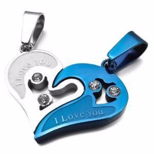 Mens Stainless Steel Chain Black Heart Love Necklace for Couples
