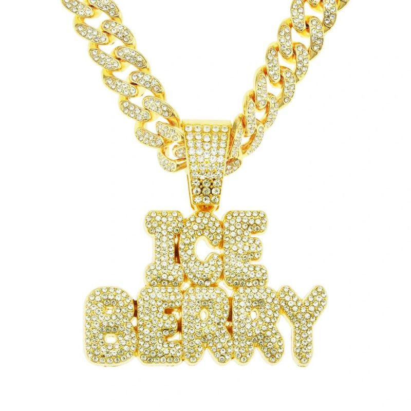 Hip Hop Splicing Full Diamond Letter Pendant Necklace