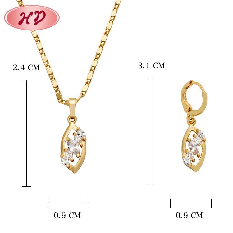 Cheap 18K Gold Plated Zircon Necklace Jewelry Set for Women