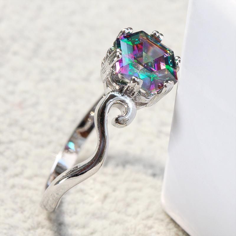 Fashion Seven Colored Gemstone Zircon Ring