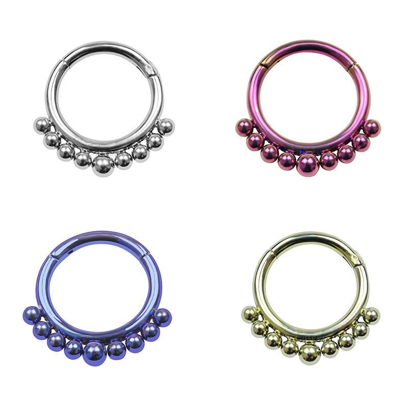 Eternal Metal ASTM F136 Titanium All Outer Graduated Balls Hinged Segment Ring Body Jewelry