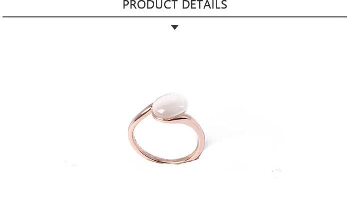 Newest Design Fashion Jewelry Rose Gold Ring with White Rhinestone