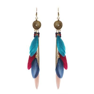 Retro Tassel Bohemian Feather Creative Long Earring