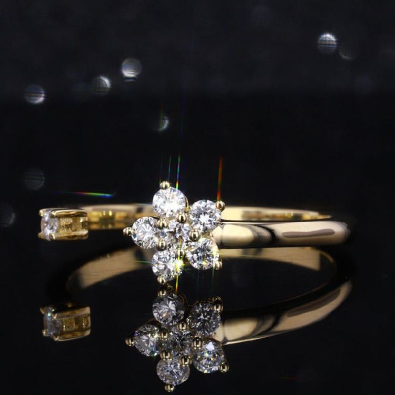 Lovely Design Women Yellow Color Jewelry Gold Plated Moissanite Ring