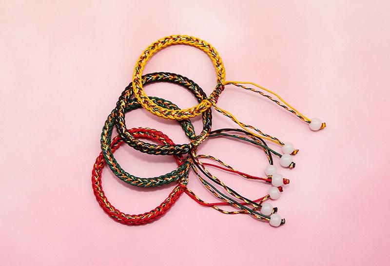 2022 Chinese New Year Red String Rope Lucky Strap Friendship Handmade Bracelet Tiger Charm Bracelet Adjustable Braided Rope Bracelet
