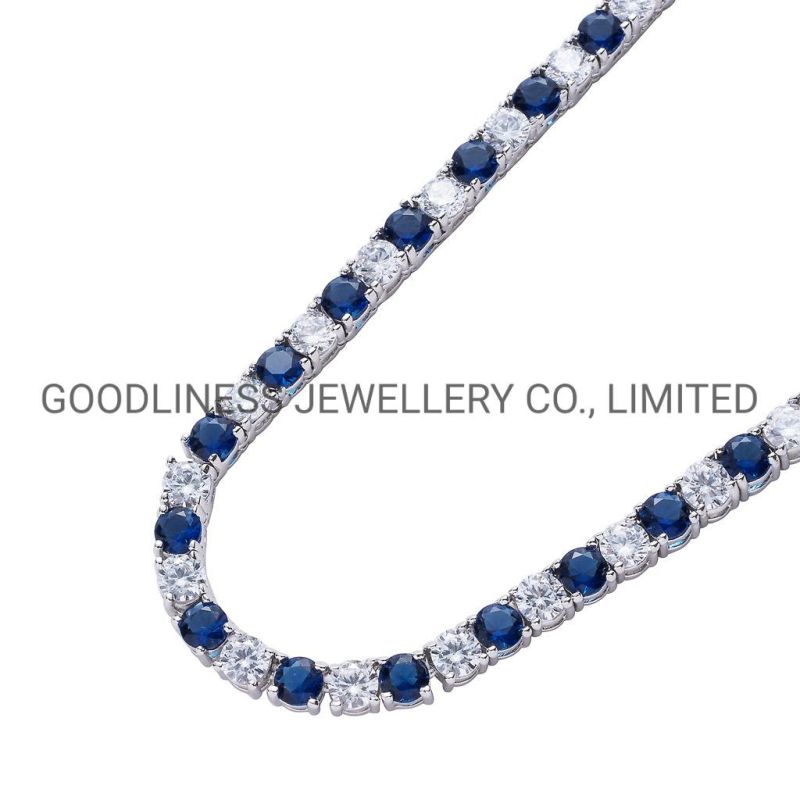 Gemstone Gold Choker Layered Sapphire Tennis Chain Necklace for Women