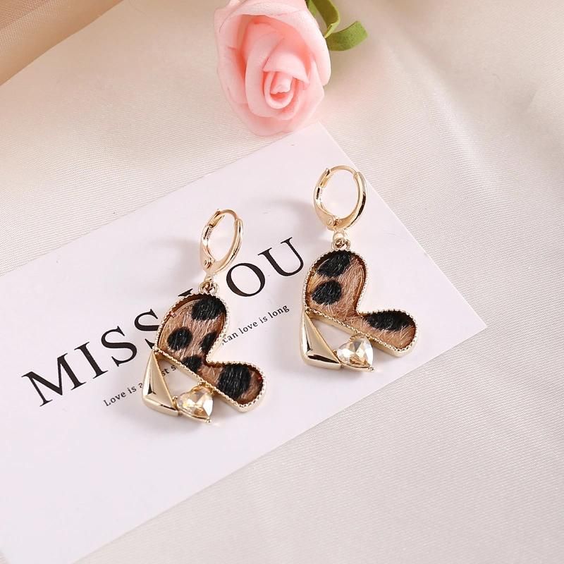 Leopard Print Flower Shape Alloy Retro Earring